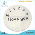 New 316l stainless steel 22mm silver sister I love you letter floating plates jewelry